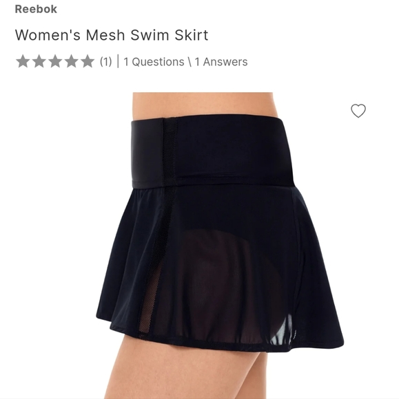 Reebok Other - Reebok Black Mesh Mid-Rise Swim Skirt With Back Pocket
